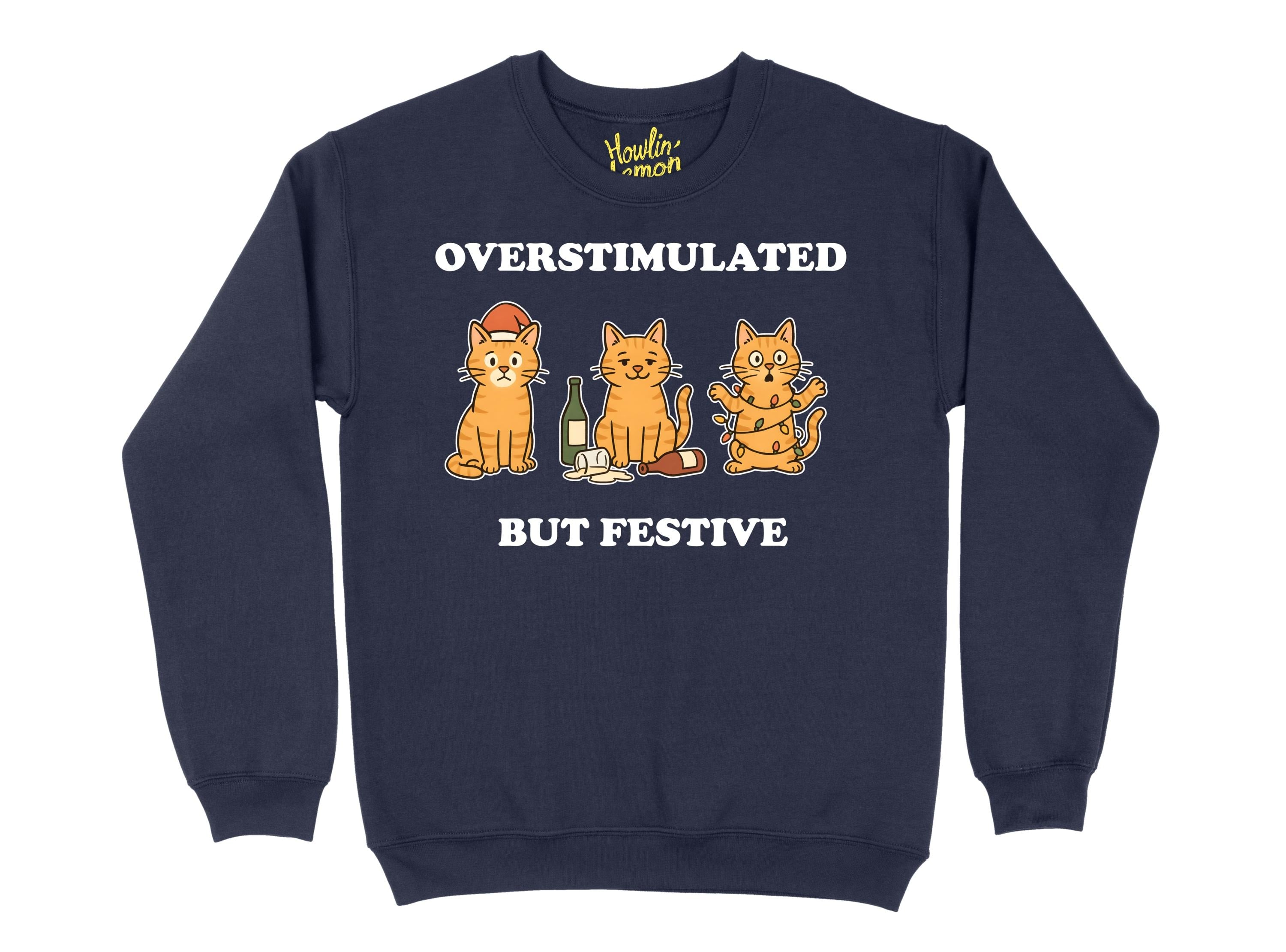 Overstimulated but Festive, Custom Dog Cat Pet Sweater | Funny Xmas | Personalised and Original