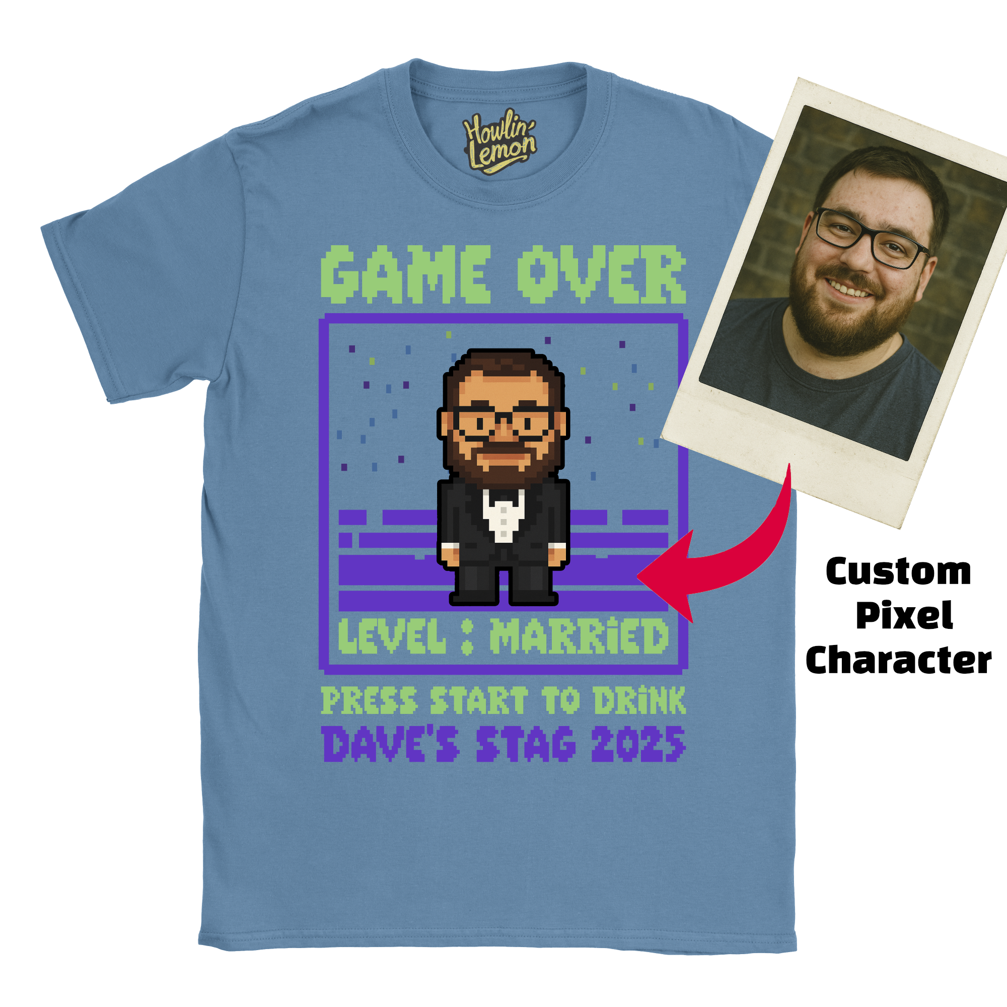 Gamer Stag T-Shirt Custom Pixel Character