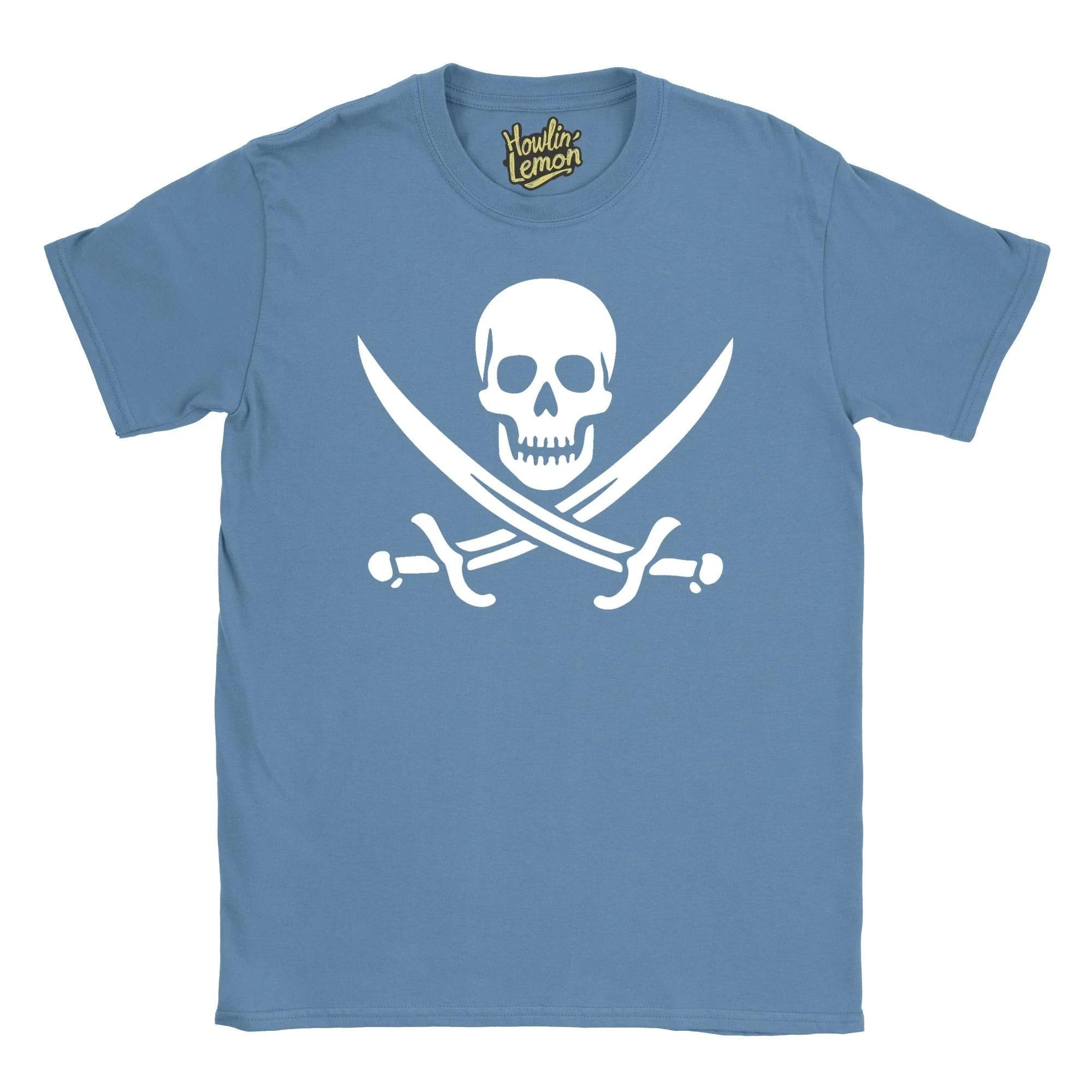 Calico Jack Pirate Flag T-Shirt - Historical Pirate Captain Design - Skull Crossed Swords Graphic Tee - Vintage Pirate Shirt - Nautical