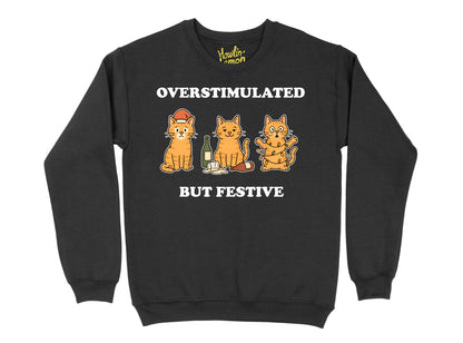 Overstimulated but Festive, Custom Dog Cat Pet Sweater | Funny Xmas | Personalised and Original