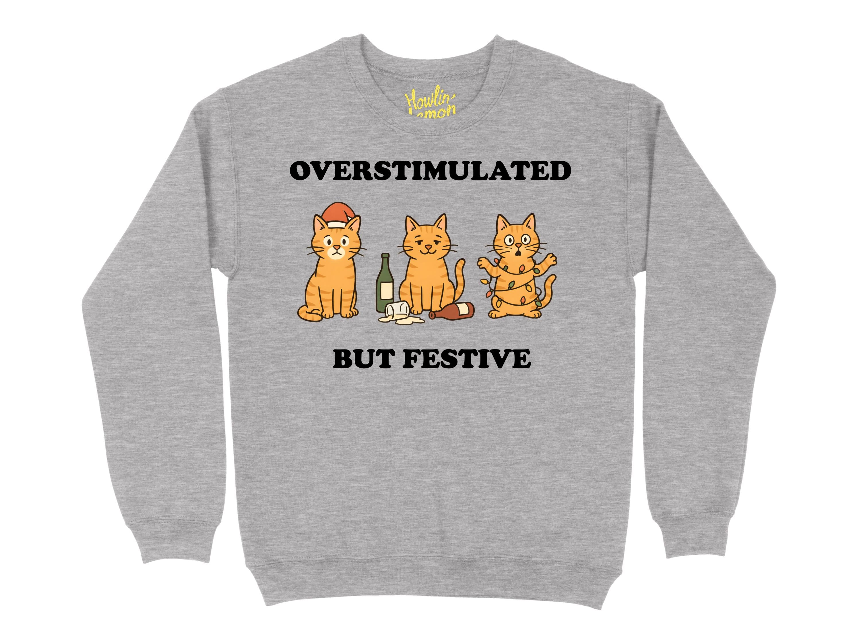 Overstimulated but Festive, Custom Dog Cat Pet Sweater | Funny Xmas | Personalised and Original