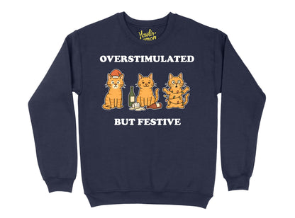 Overstimulated but Festive, Custom Dog Cat Pet Sweater | Funny Xmas | Personalised and Original