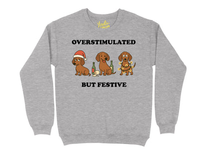 Overstimulated but Festive, Custom Dog Cat Pet Sweater | Funny Xmas | Personalised and Original