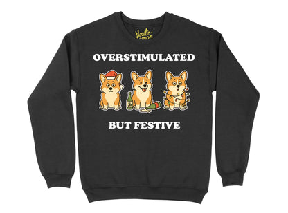 Corgi Overstimulated but Festive, Christmas Dog Sweater | Funny Xmas | Personalised and Original