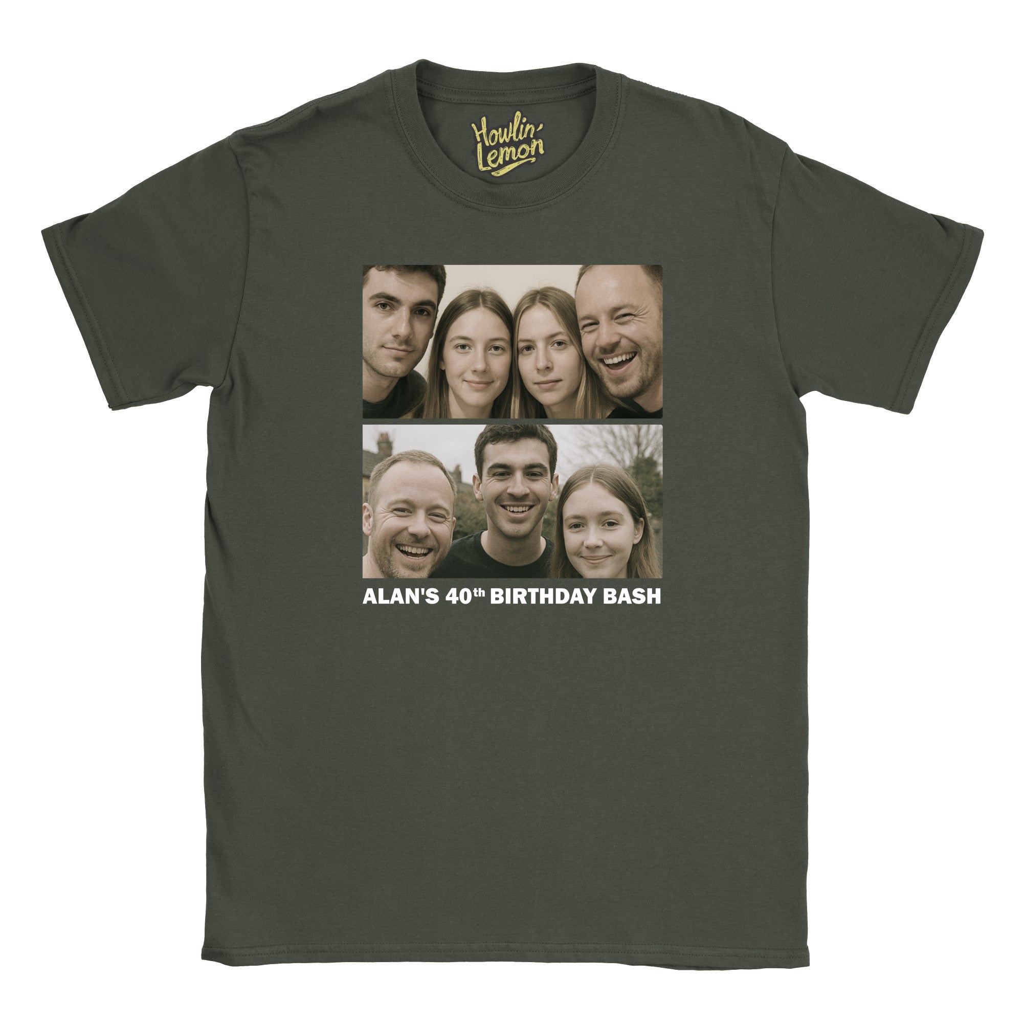 2 Picture Personalised Birthday Group T-Shirt