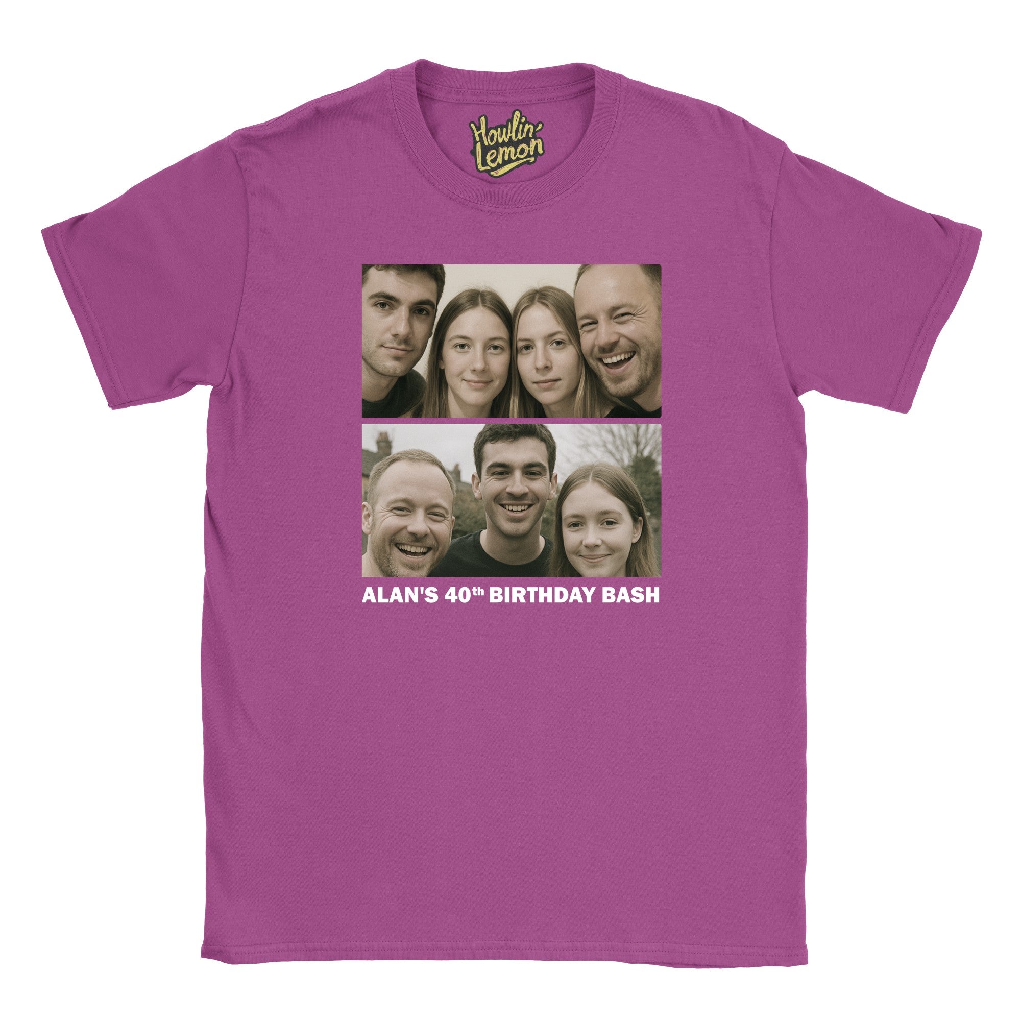 2 Picture Personalised Birthday Group T-Shirt