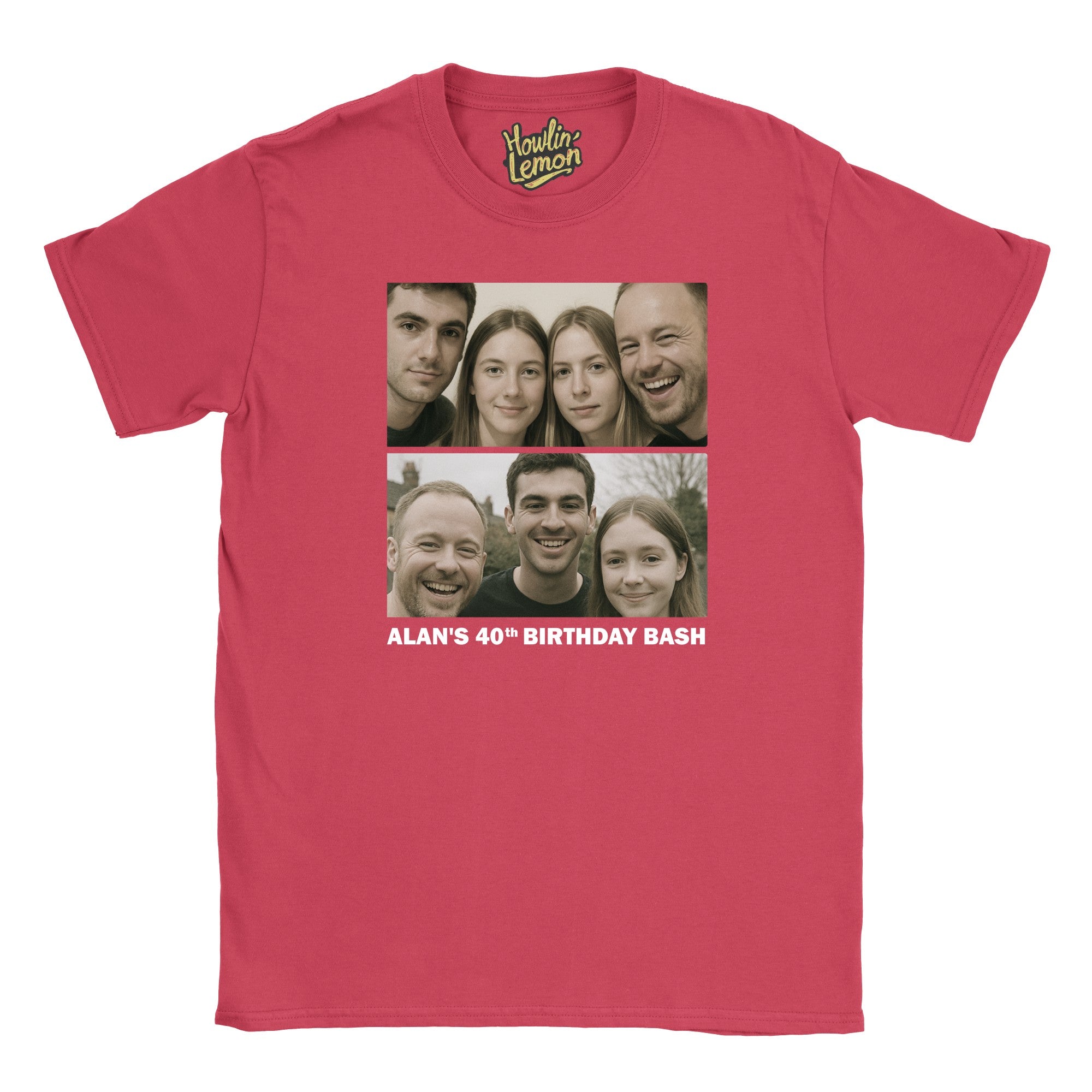 2 Picture Personalised Birthday Group T-Shirt
