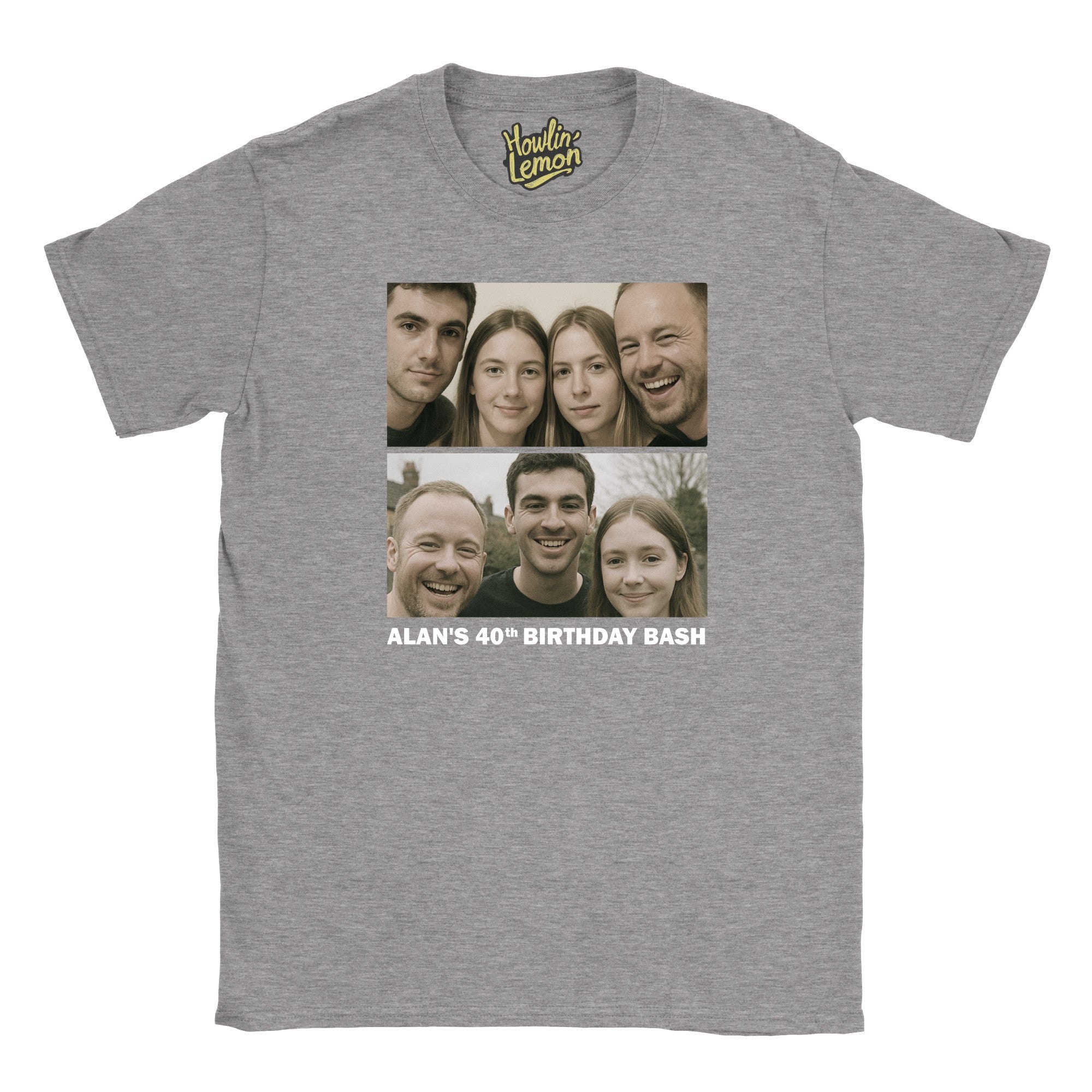 2 Picture Personalised Birthday Group T-Shirt